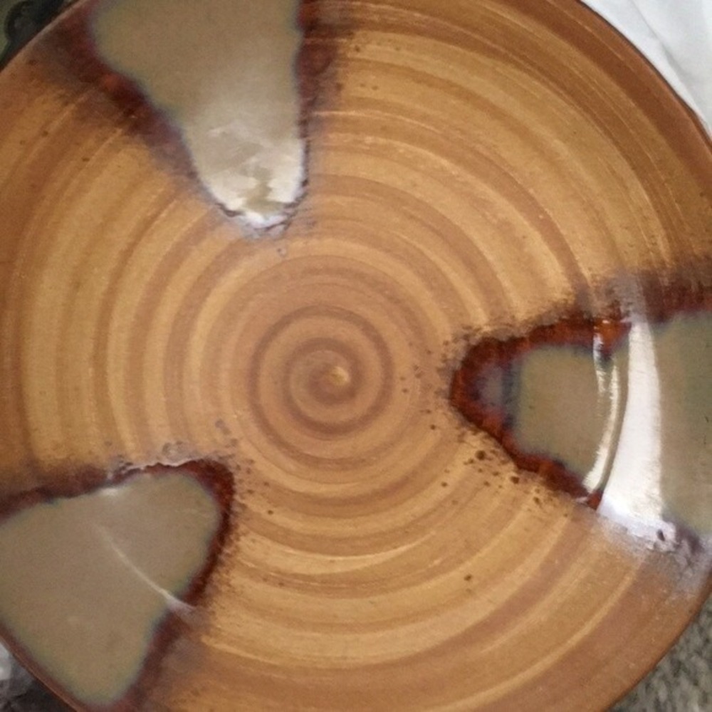 4 Vintage SANGO "SPLASH" Brown DRIP GLAZE salad plates
